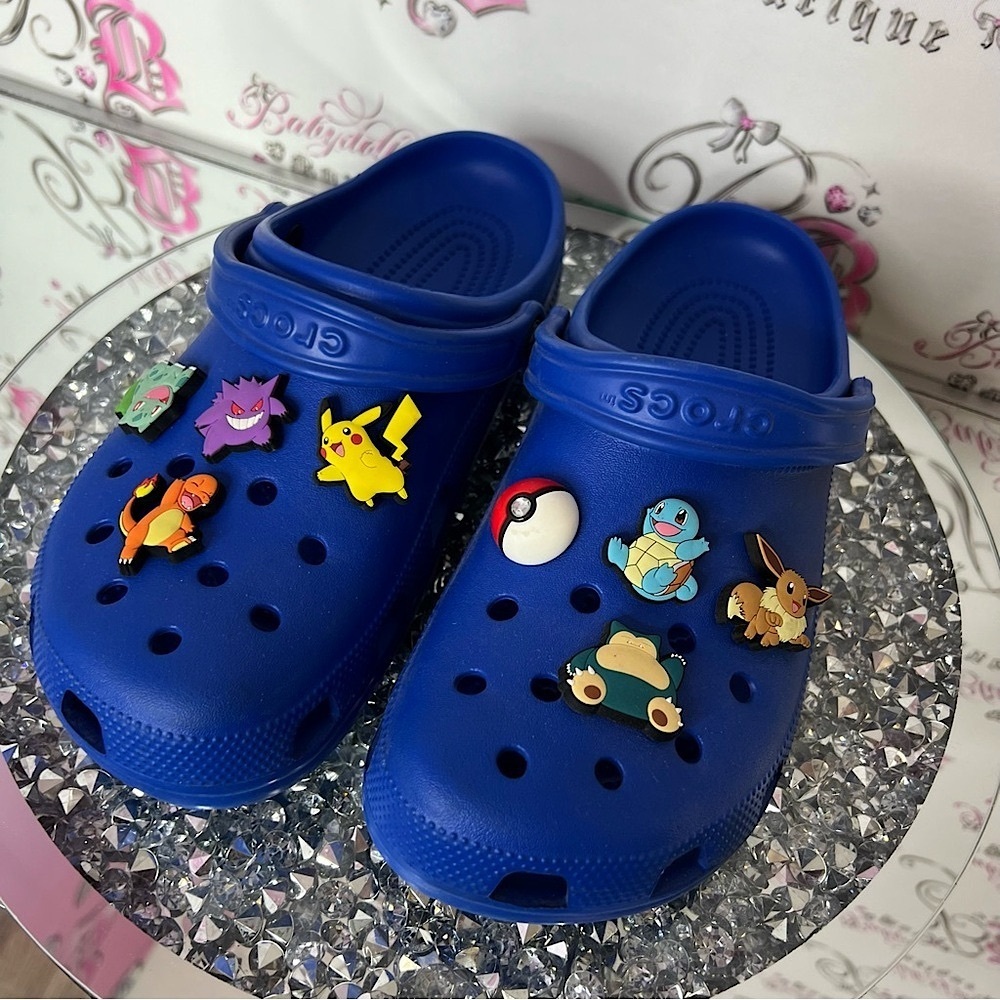 Crocs pokemon Blue Clogs Fun character jibitz grengar pickachu pokeball 8 Charms